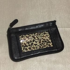 Leather ID/ Key Holder Black w/ Animal Print